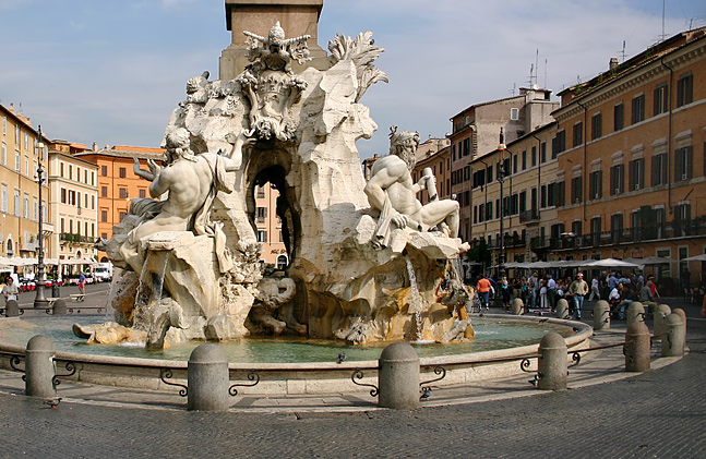 Fontaine des 4 fleuves ou des 4 continents, place Navona à Rome