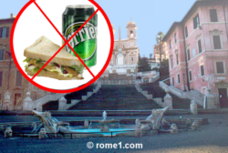 Interdit de boire et manger sur les escaliers de la place d'Espagne